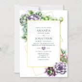 Waterverf Succulent Geometric Wedding Magnetische Uitnodiging (Voorkant)