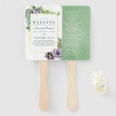 Waterverf Succulent Geometric Wedding Program Handwaaier (Voorkant en achterkant)