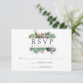 Waterverf Succulent Geometric Wedding RSVP Kaartje (Staand voorkant)