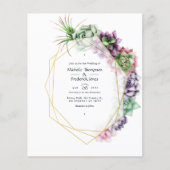 Waterverf Succulent Geometric Wedding Uitnodiging Flyer (Voorkant)