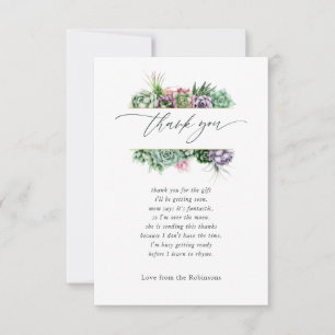 Waterverf Succulent Geometrisch Baby shower Bedankkaart