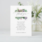 Waterverf Succulent Geometrisch Baby shower Bedankkaart (Staand voorkant)