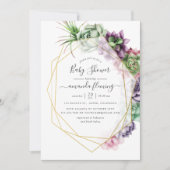 Waterverf Succulent Geometrisch Baby shower Kaart (Voorkant)