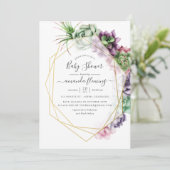 Waterverf Succulent Geometrisch Baby shower Kaart (Staand voorkant)