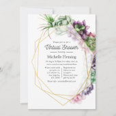 Waterverf Succulent Geometrisch Virtueel Baby show Kaart (Voorkant)