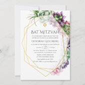 Waterverf Succulent Geometrische bat Mitzvah Kaart (Voorkant)