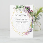 Waterverf Succulent Geometrische bat Mitzvah Kaart (Staand voorkant)