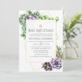 Waterverf Succulent Geometrische bat Mitzvah Kaart (Staand voorkant)