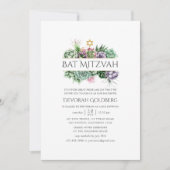 Waterverf Succulent Geometrische bat Mitzvah Kaart (Voorkant)