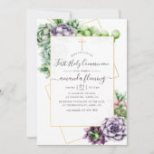 Waterverf Succulent Geometrische Heilige Communie Kaart (Voorkant)