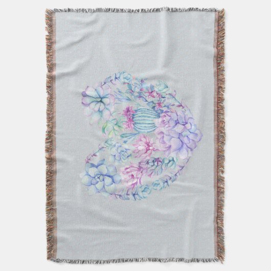 Waterverf Succulent Heart Deken (Voorkant Verticaal)