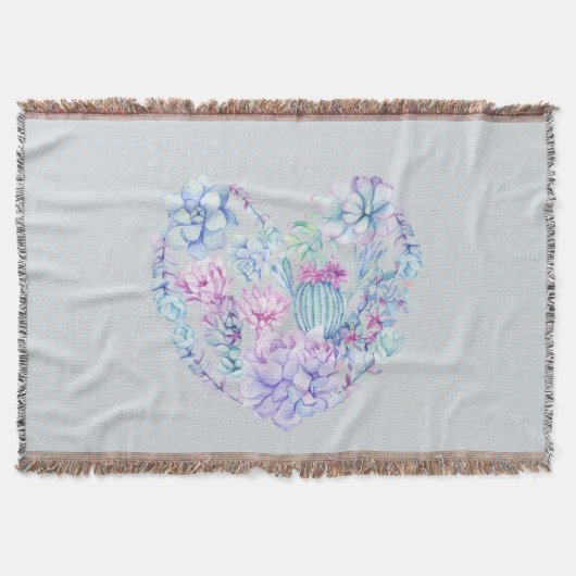 Waterverf Succulent Heart Deken (Voorkant)