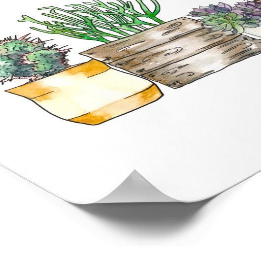 Waterverf Succulent "Kennis groeit hier" Poster (Hoek)