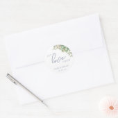 Waterverf Succulent Laat Liefde Grow Bruiloft Favo Ronde Sticker (Envelop)