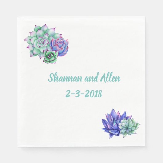 Waterverf Succulent Lunch Servet (Voorkant)