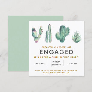 Waterverf Succulent Lush Cactus Verloving Kaart