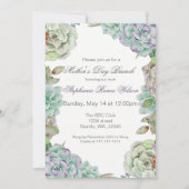 Waterverf Succulent Moederdag Brunch Nodigt uit Kaart (Voorkant)