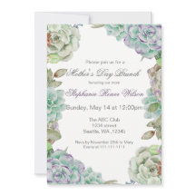 Waterverf Succulent Moederdag Brunch Nodigt uit