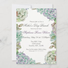 Waterverf Succulent Moederdag Brunch Nodigt uit Kaart