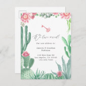 Waterverf Succulent Nieuw Adres Aankondigingskaart (Voorkant / Achterkant)