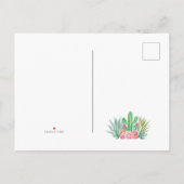 Waterverf Succulent Nieuw Adres Aankondigingskaart (Achterkant)