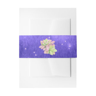 Waterverf Succulent op Rustisch Paars Uitnodigingen Wikkel