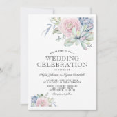 Waterverf Succulent Pastel Floral Wedding Kaart (Voorkant)