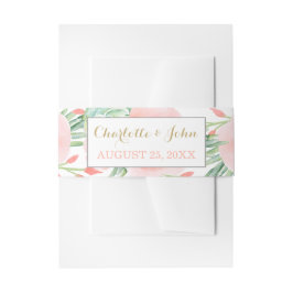 waterverf succulent perzik rozen buikband uitnodigingen wikkel