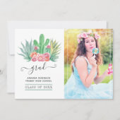 Waterverf Succulent Plant Afstuderen Foto Aankondiging (Voorkant)