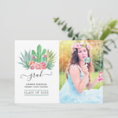 Waterverf Succulent Plant Afstuderen Foto Aankondiging (Staand voorkant)