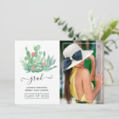 Waterverf Succulent Plant Afstuderen Foto Aankondiging (Staand voorkant)