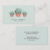 Waterverf Succulent Plant Huis Huisdier Sitter Visitekaartje (Voorkant / Achterkant)