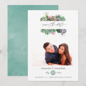 Waterverf Succulent Planten Foto bruiloft Save The Date (Voorkant / Achterkant)