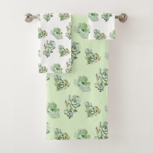 Waterverf Succulent Planten Patroon Bad Handdoek (Insitu)