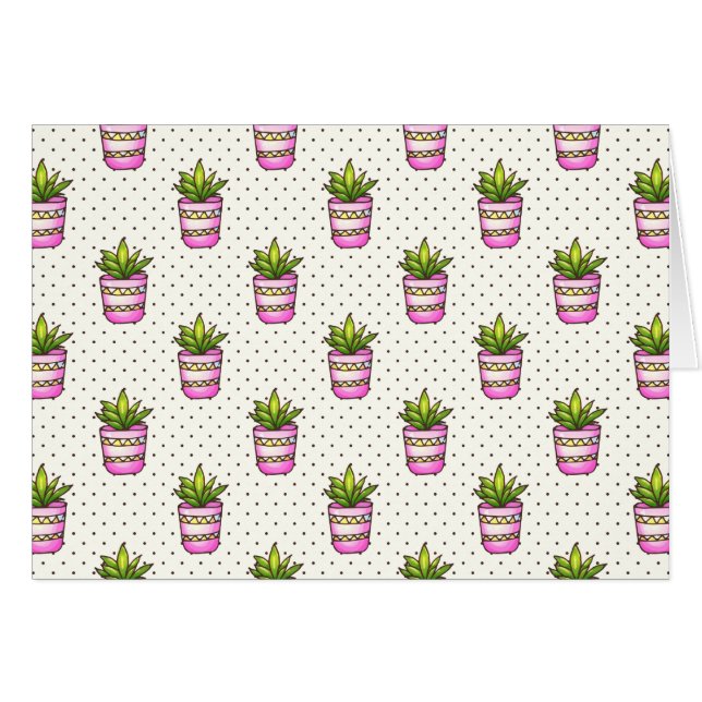 Waterverf Succulent Polka Dot Patroon (Voorkant Horizontaal)