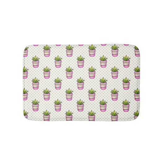 Waterverf Succulent Polka Dot Patroon Badmat (Voorkant)