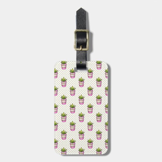 Waterverf Succulent Polka Dot Patroon Bagagelabel (Voorkant verticaal)