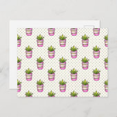 Waterverf Succulent Polka Dot Patroon Briefkaart (Voorkant / Achterkant)