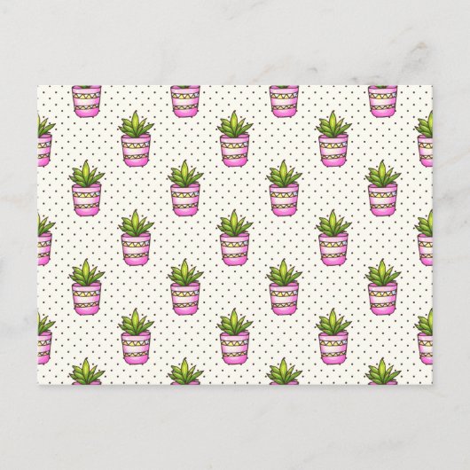 Waterverf Succulent Polka Dot Patroon Briefkaart (Voorkant)
