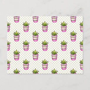 Waterverf Succulent Polka Dot Patroon Briefkaart