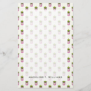 Waterverf Succulent Polka Dot Patroon Briefpapier