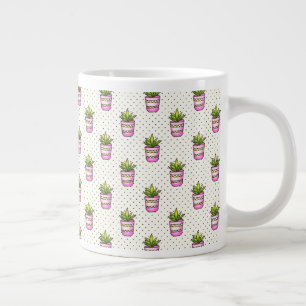 Waterverf Succulent Polka Dot Patroon Grote Koffiekop