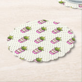 Waterverf Succulent Polka Dot Patroon Kartonnen Onderzetters (Gekanteld)