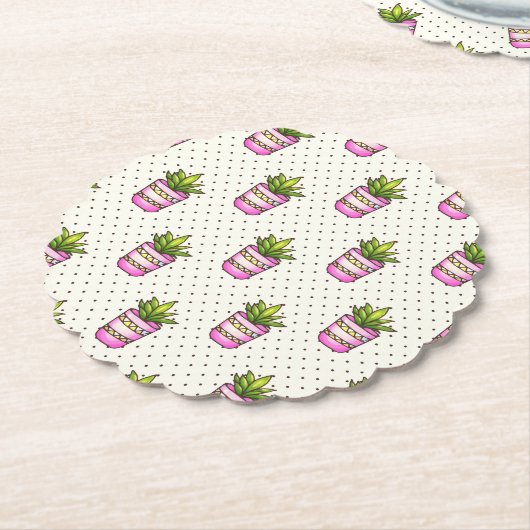 Waterverf Succulent Polka Dot Patroon Kartonnen Onderzetters (Gekanteld)