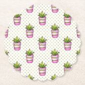 Waterverf Succulent Polka Dot Patroon Kartonnen Onderzetters (Voorkant)