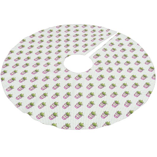 Waterverf Succulent Polka Dot Patroon Kerstboom Rok (Gekanteld)
