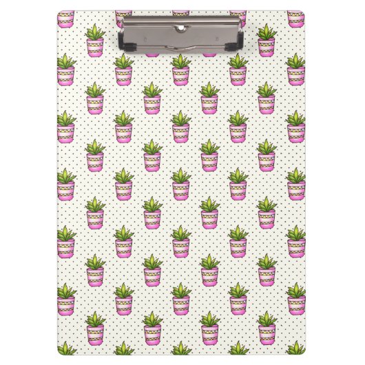 Waterverf Succulent Polka Dot Patroon Klembord (Voorkant)