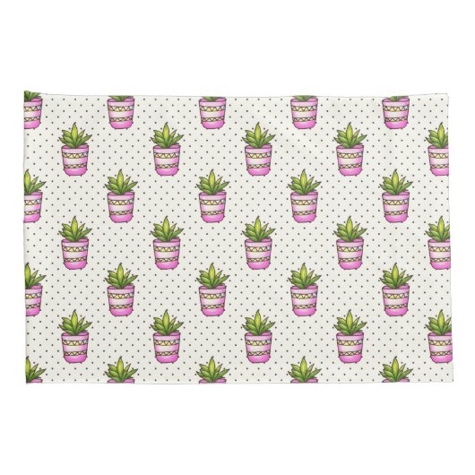 Waterverf Succulent Polka Dot Patroon Kussensloop (Achterkant-Rechts)