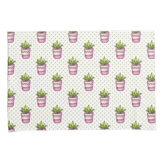 Waterverf Succulent Polka Dot Patroon Kussensloop (Voorkant-Rechts)