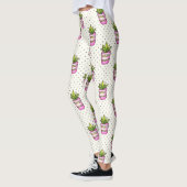 Waterverf Succulent Polka Dot Patroon Leggings (Links)